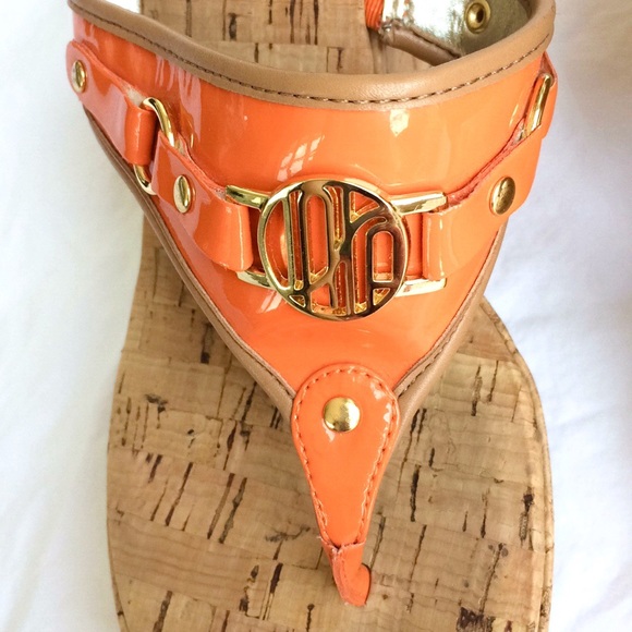 Unisa Orange ‘Patent’ Platform Wedge Sandal Sz 9 - Picture 3 of 8